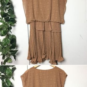 🌿 Light Brown Flowy Tiered Mini Dress
